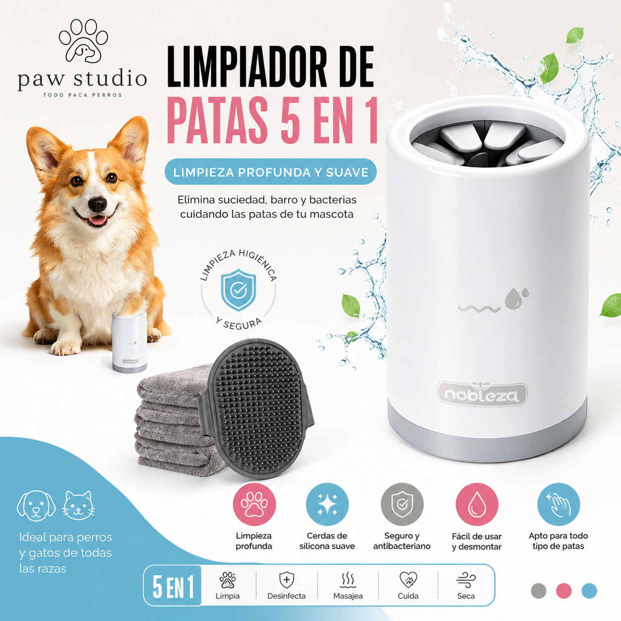 Limpiador de patas 5 en 1